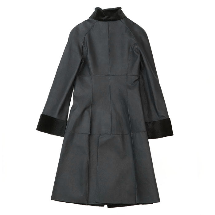 GIORGIO ARMANI coat 100% Kangaroo Charcoal gray Women 36 Used Authentic