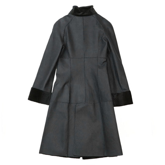 GIORGIO ARMANI coat 100% Kangaroo Charcoal gray Women 36 Used Authentic