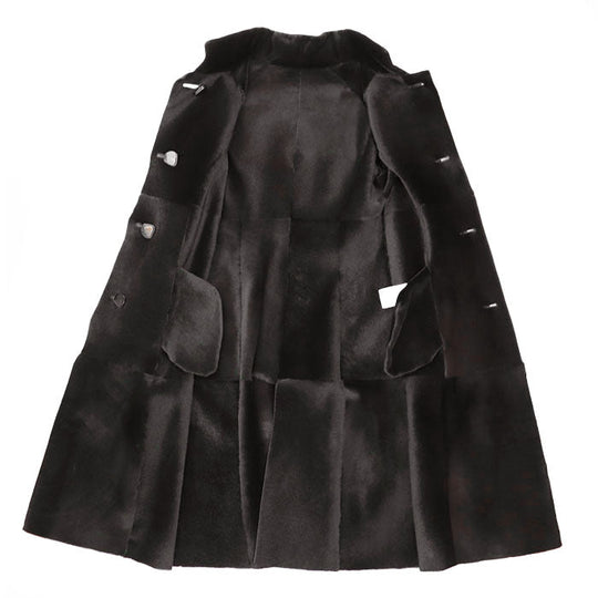 GIORGIO ARMANI coat 100% Kangaroo Charcoal gray Women 36 Used Authentic