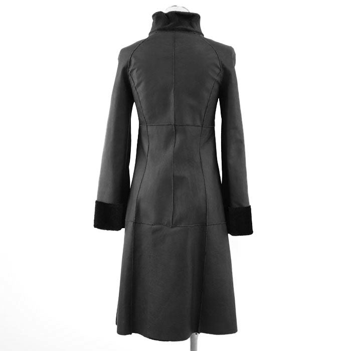 GIORGIO ARMANI coat 100% Kangaroo Charcoal gray Women 36 Used Authentic