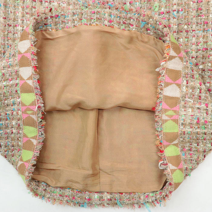 CHANEL setup Skirt lining: 100% silk [Outer fabric] 45% nylon, 20% wool [Lining] 57% cashmere, 43% wool Multicolor pink 04A P24786 Women 38 Used Authentic