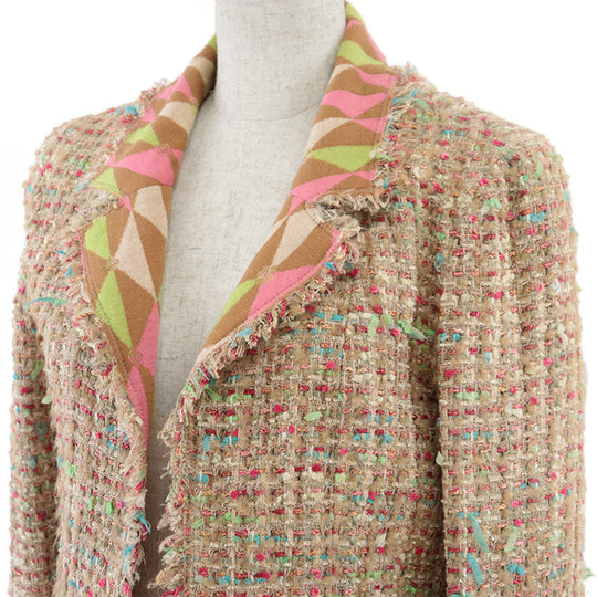 CHANEL setup Skirt lining: 100% silk [Outer fabric] 45% nylon, 20% wool [Lining] 57% cashmere, 43% wool Multicolor pink 04A P24786 Women 38 Used Authentic