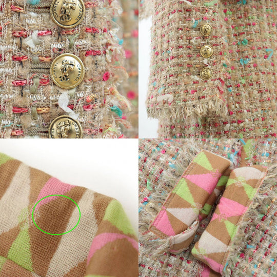 CHANEL setup Skirt lining: 100% silk [Outer fabric] 45% nylon, 20% wool [Lining] 57% cashmere, 43% wool Multicolor pink 04A P24786 Women 38 Used Authentic