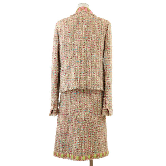 CHANEL setup Skirt lining: 100% silk [Outer fabric] 45% nylon, 20% wool [Lining] 57% cashmere, 43% wool Multicolor pink 04A P24786 Women 38 Used Authentic