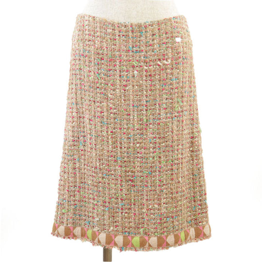 CHANEL setup Skirt lining: 100% silk [Outer fabric] 45% nylon, 20% wool [Lining] 57% cashmere, 43% wool Multicolor pink 04A P24786 Women 38 Used Authentic