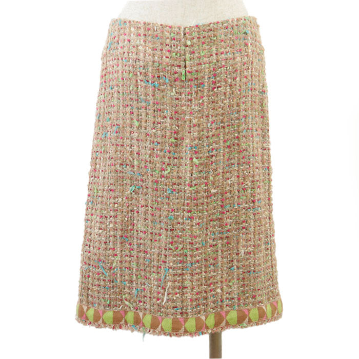 CHANEL setup Skirt lining: 100% silk [Outer fabric] 45% nylon, 20% wool [Lining] 57% cashmere, 43% wool Multicolor pink 04A P24786 Women 38 Used Authentic