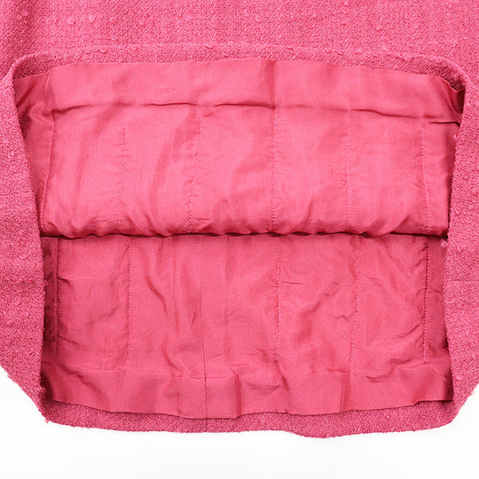 CHANEL setup [Outer material] 90% wool, 5% nylon [Lining] 100% silk pink P36437 Women Jacket 38/Skirt 36 Used Authentic