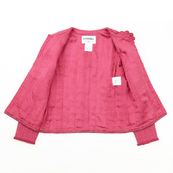CHANEL setup [Outer material] 90% wool, 5% nylon [Lining] 100% silk pink P36437 Women Jacket 38/Skirt 36 Used Authentic