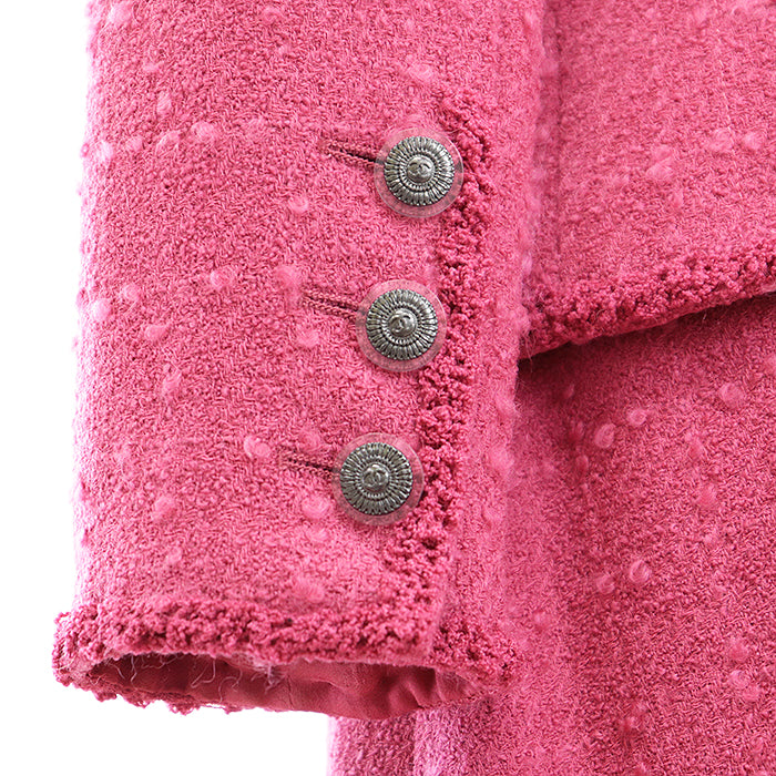 CHANEL setup [Outer material] 90% wool, 5% nylon [Lining] 100% silk pink P36437 Women Jacket 38/Skirt 36 Used Authentic