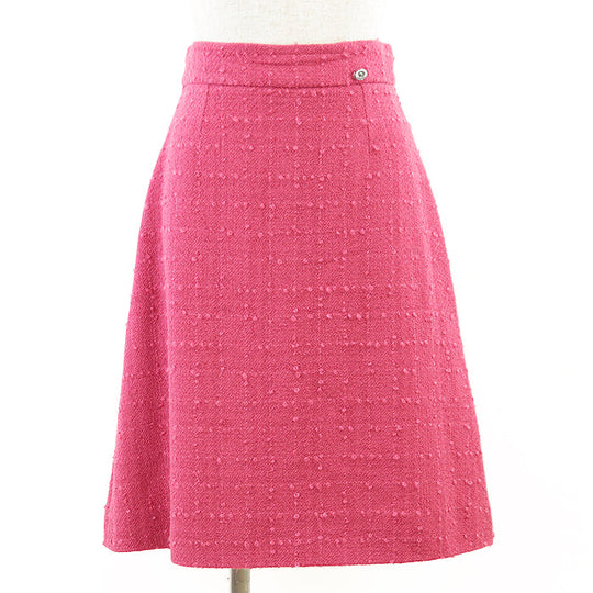 CHANEL setup [Outer material] 90% wool, 5% nylon [Lining] 100% silk pink P36437 Women Jacket 38/Skirt 36 Used Authentic