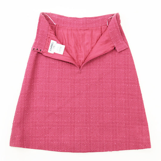 CHANEL setup [Outer material] 90% wool, 5% nylon [Lining] 100% silk pink P36437 Women Jacket 38/Skirt 36 Used Authentic