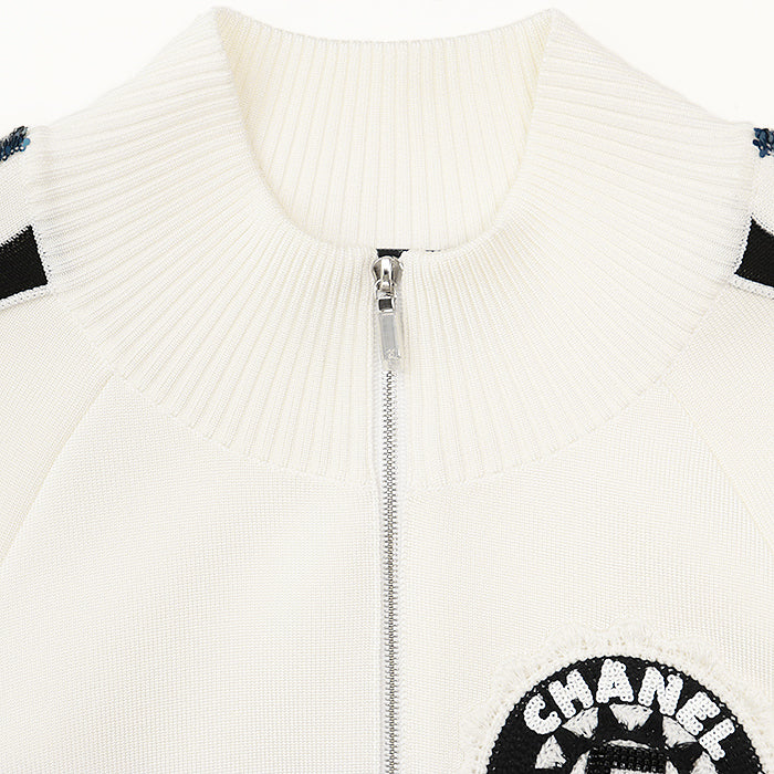 CHANEL Other outerwear 91% viscose, 7% polyamide Ivory, Multicolor P74166 Women 38 Used Authentic