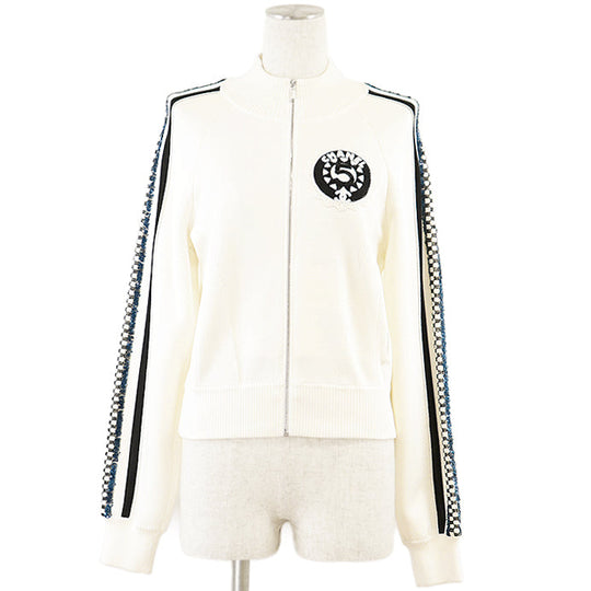 CHANEL Other outerwear 91% viscose, 7% polyamide Ivory, Multicolor P74166 Women 38 Used Authentic