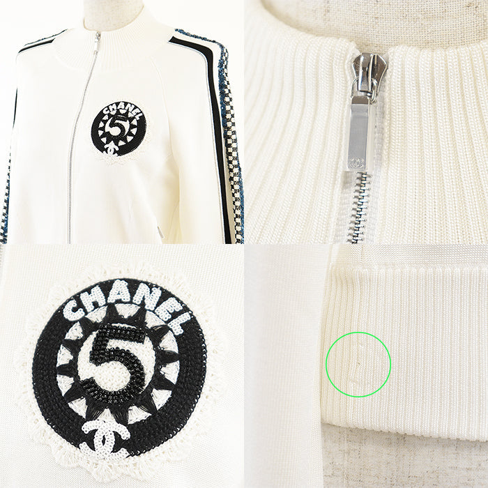 CHANEL Other outerwear 91% viscose, 7% polyamide Ivory, Multicolor P74166 Women 38 Used Authentic