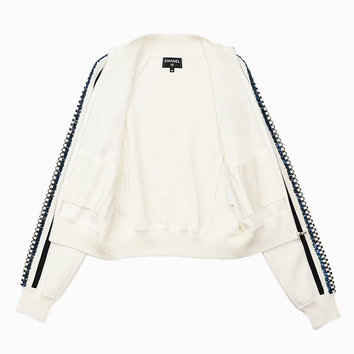 CHANEL Other outerwear 91% viscose, 7% polyamide Ivory, Multicolor P74166 Women 38 Used Authentic