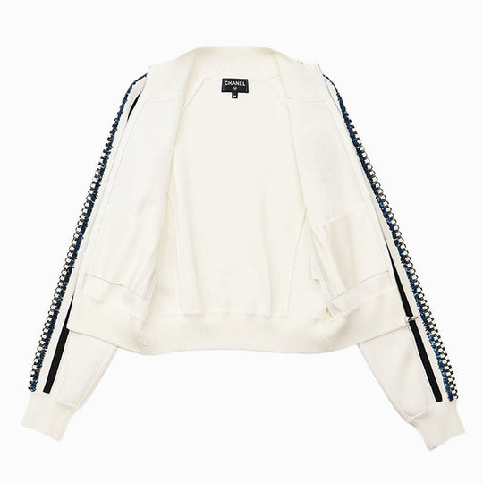 CHANEL Other outerwear 91% viscose, 7% polyamide Ivory, Multicolor P74166 Women 38 Used Authentic