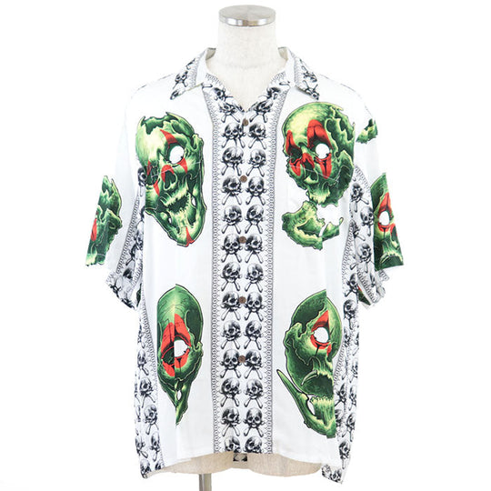 WACKO MARIA Short sleeve shirt [Outer material] 100% lyocell white mens XL Used Authentic