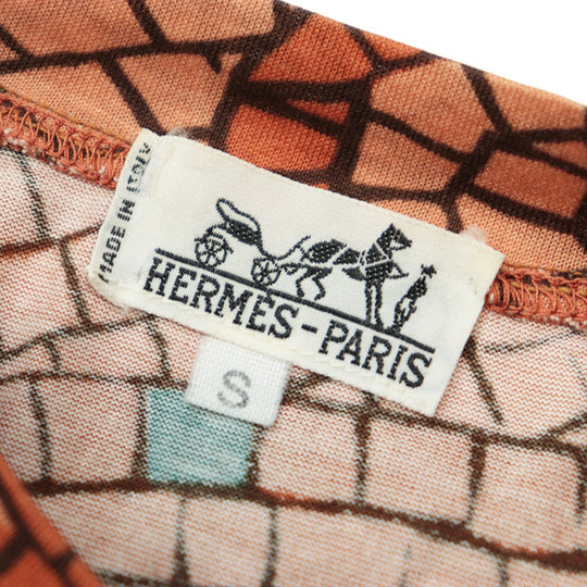 HERMES one piece [Outer material] 100% cotton Brown Women S Used Authentic