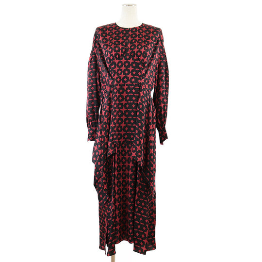 FENDI one piece [Outer material] 100% silk Black red Women 40 Used Authentic