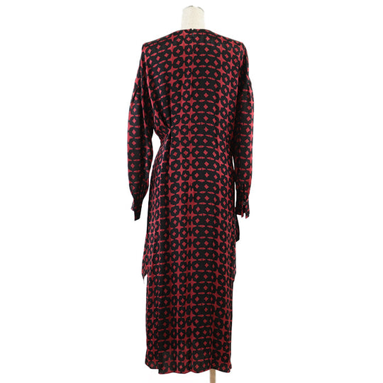FENDI one piece [Outer material] 100% silk Black red Women 40 Used Authentic