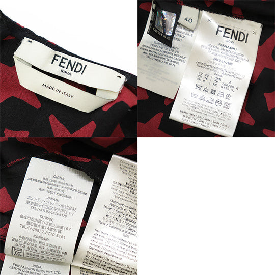 FENDI one piece [Outer material] 100% silk Black red Women 40 Used Authentic
