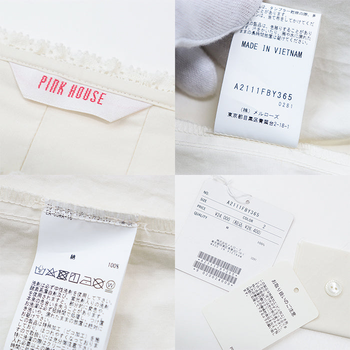 PINK HOUSE one piece cotton 100% off white A2111FBY365 Women ƒtƒŠ�[ Used Authentic