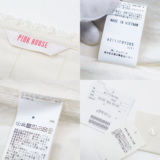PINK HOUSE one piece cotton 100% off white A2111FBY365 Women ƒtƒŠ�[ Used Authentic