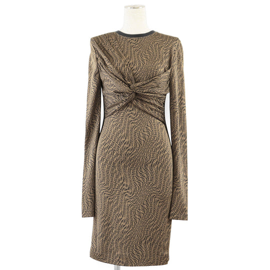 FENDI one piece 94% rayon, 4% nylon Brown, Black FDB628 AG72 Women 40 Used Authentic