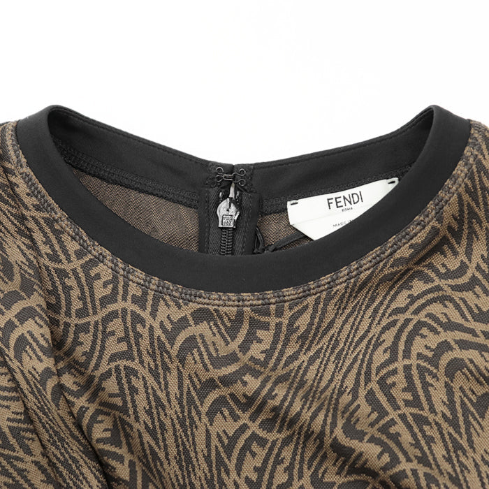 FENDI one piece 94% rayon, 4% nylon Brown, Black FDB628 AG72 Women 40 Used Authentic