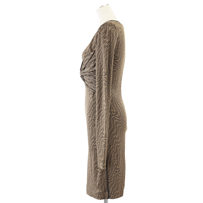FENDI one piece 94% rayon, 4% nylon Brown, Black FDB628 AG72 Women 40 Used Authentic