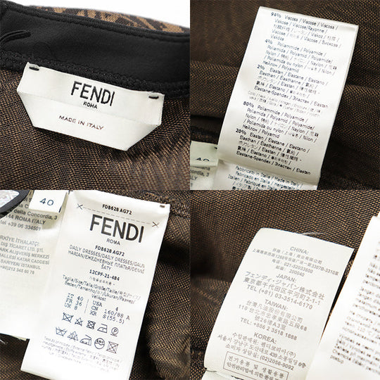 FENDI one piece 94% rayon, 4% nylon Brown, Black FDB628 AG72 Women 40 Used Authentic
