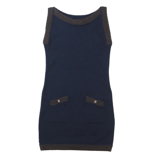 CHANEL one piece [Outer material] 100% cashmere Navy Women 38 Used Authentic