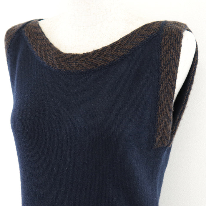 CHANEL one piece [Outer material] 100% cashmere Navy Women 38 Used Authentic