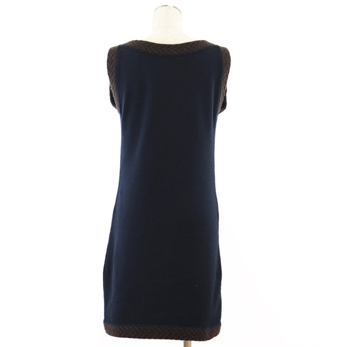CHANEL one piece [Outer material] 100% cashmere Navy Women 38 Used Authentic