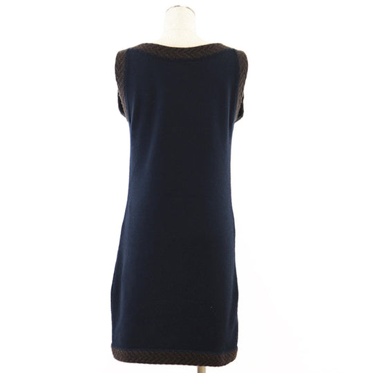 CHANEL one piece [Outer material] 100% cashmere Navy Women 38 Used Authentic