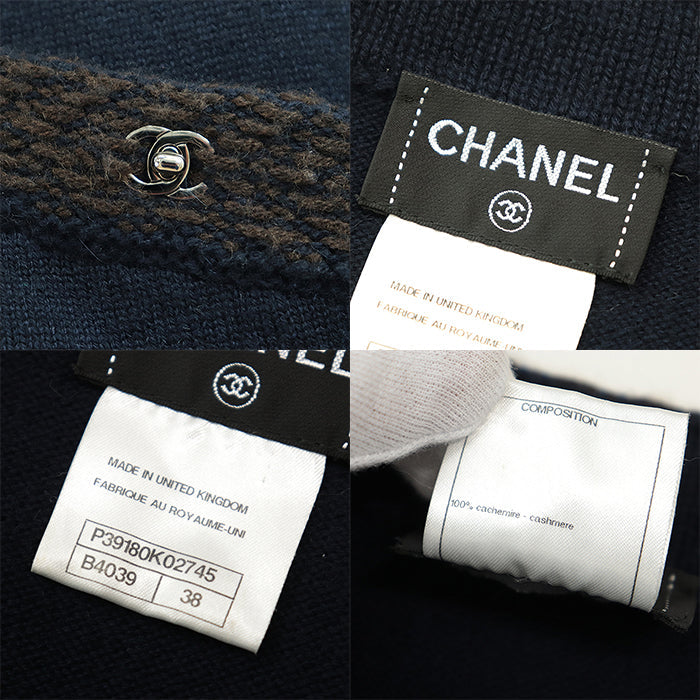 CHANEL one piece [Outer material] 100% cashmere Navy Women 38 Used Authentic
