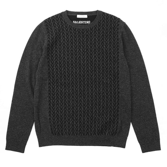 Valentino sweater [Outer material] 100% wool Gray black mens S Used Authentic
