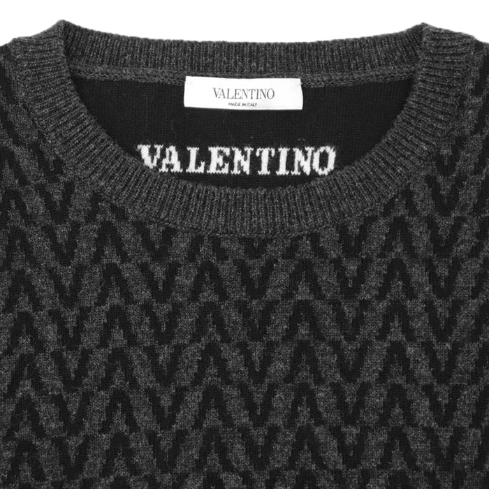 Valentino sweater [Outer material] 100% wool Gray black mens S Used Authentic
