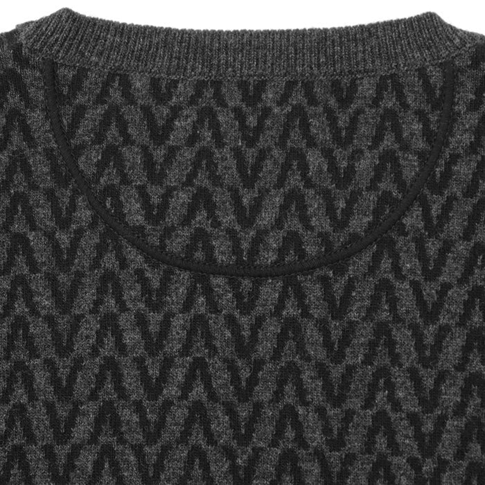Valentino sweater [Outer material] 100% wool Gray black mens S Used Authentic