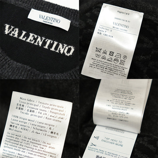 Valentino sweater [Outer material] 100% wool Gray black mens S Used Authentic