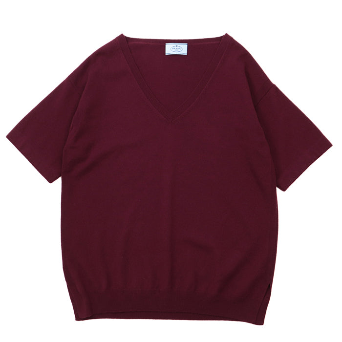 PRADA knit [Outer material] 100% cashmere Burgundy Women 42 Used Authentic