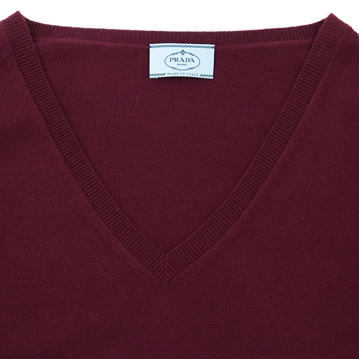 PRADA knit [Outer material] 100% cashmere Burgundy Women 42 Used Authentic