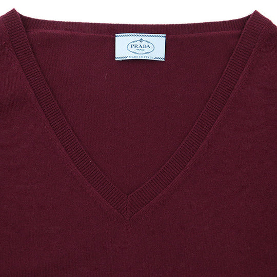 PRADA knit [Outer material] 100% cashmere Burgundy Women 42 Used Authentic