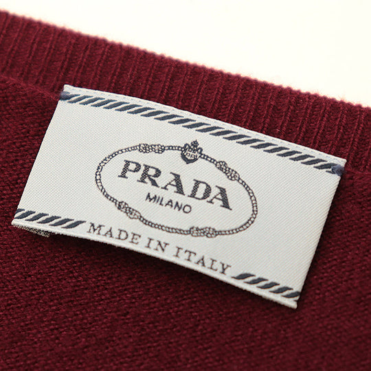 PRADA knit [Outer material] 100% cashmere Burgundy Women 42 Used Authentic