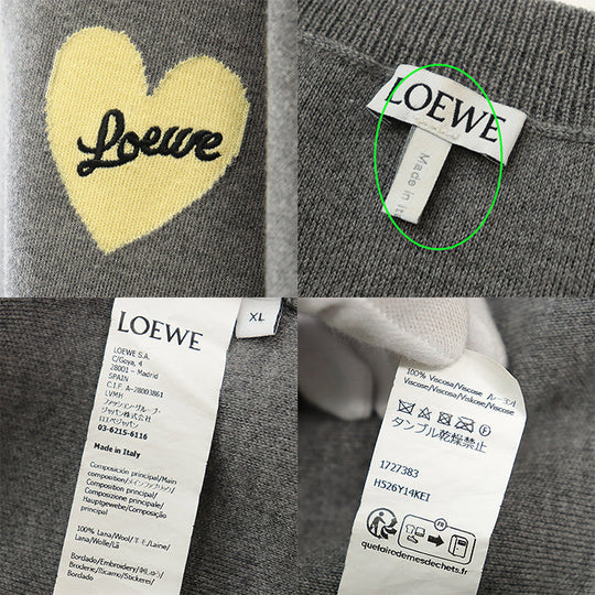 LOEWE sweater [Outer fabric] 100% wool [Other fabric] 100% rayon gray H526Y14KEI mens XL Used Authentic