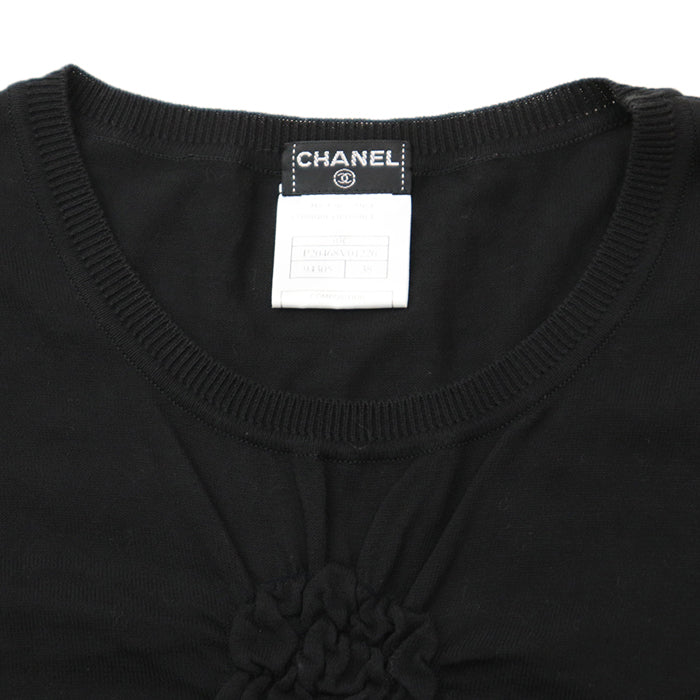 CHANEL knit [Outer material] 99% cotton, 1% elastane black Women 38 Used Authentic