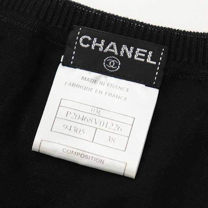 CHANEL knit [Outer material] 99% cotton, 1% elastane black Women 38 Used Authentic