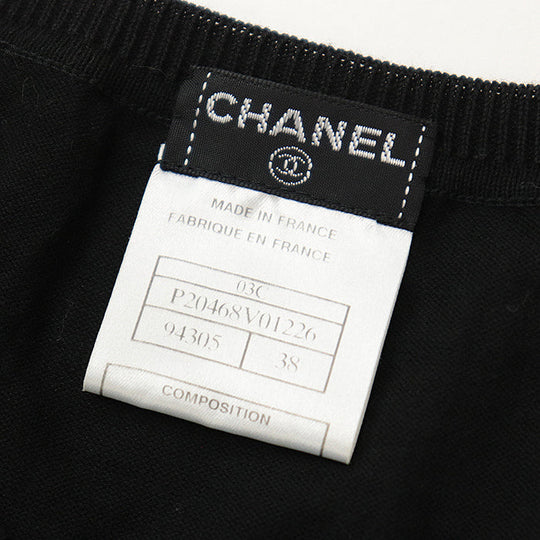 CHANEL knit [Outer material] 99% cotton, 1% elastane black Women 38 Used Authentic