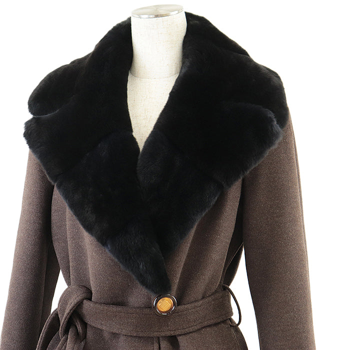 FENDI coat [Outer fabric] 60% wool, 30% angora [Other fabric] 100% cupra Brown Women 40 Used Authentic