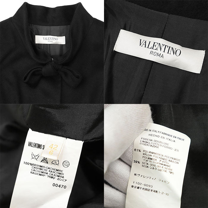 Valentino coat [Outer material] 100% cashmere [Lining] 61% nylon, 39% silk black Women 42 Used Authentic